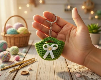 Crochet Bag Keychain Pattern: Cute Mini Purse Charm PDF + Video Tutorial, Easy DIY Amigurumi Accessory, Handmade Gift (Instant Download)