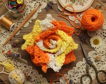 Crochet Rose Pattern PDF with Video Tutorial | Flower Decor Crochet Pattern | Handmade Crochet Bouquet Pattern for Beginners