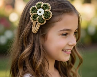 Crochet Flower Hair Clip Pattern: Einfacher DIY-Haarschmuck, anfängerfreundlicher PDF-Download + Schritt-für-Schritt Video-Anleitung für selbstgemachte Geschenke