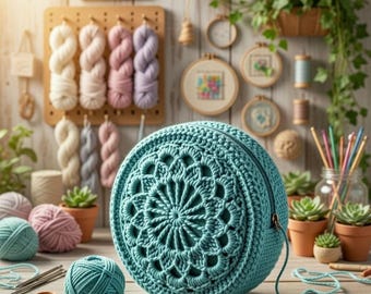 Crochet Round Bag Pattern (PDF + Video Tutorial) | Easy Crochet Circle Handbag Pattern for Beginners