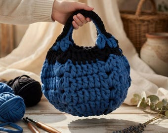 Crochet Round Rope Bag Pattern | Boho Handbag | PDF + Video Tutorial | Crochet Tote & Purse Bag (Digital Download)