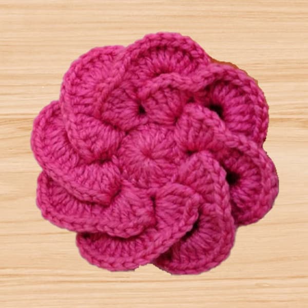 3D Crochet Flower Pattern, Photo Tutorial, 3D crochet Rose Pattern, Flower brooch, Pdf Crochet Flower Pattern, Instant Download Pdf, flower.