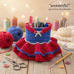 Crochet Pen Holder PDF Pattern: Amigurumi Desk Organizer