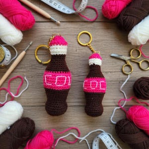 Soda Cola Bottle Crochet Pattern: Amigurumi Keychain (Instant Download PDF)