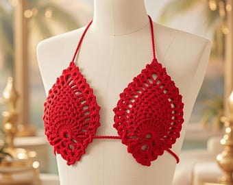 Crochet Pineapple Bra Pattern PDF + Video Tutorial, Bikini Bralette, Crochet Bikini Top