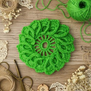 Patrón de flor 3D de crochet: Tutorial fotográfico multicapa (Descarga digital)