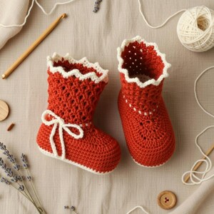 Crochet Baby Boot Pattern PDF, Baby Slipper Crochet Pattern, Easy Crochet Booties, Baby Shoes Pattern, 9-12 Months image 11