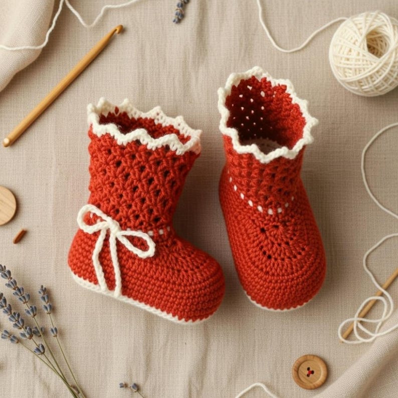 Crochet Baby Boot Pattern PDF, Baby Slipper Crochet Pattern, Easy Crochet Booties, Baby Shoes Pattern, 9-12 Months image 11