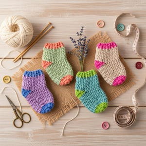 Crochet Baby Socks Pattern: Footies Slippers, 6-12 Months (PDF Pattern)