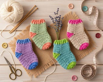 Crochet Baby Socks Pattern: Footies Slippers, 6-12 Months (PDF Pattern)