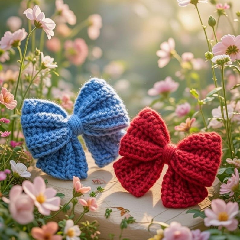 Easy crochet hair bow tutorial with pattern