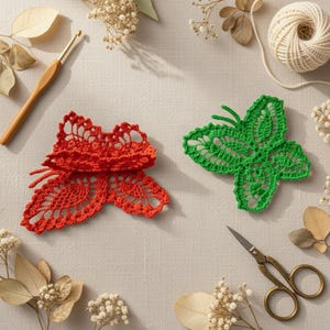 Gehaakt 3D-patroon vlinderappliqué: fotozelfstudie (digitale download)