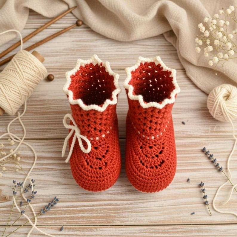 Crochet Baby Boot Pattern PDF, Baby Slipper Crochet Pattern, Easy Crochet Booties, Baby Shoes Pattern, 9-12 Months image 12