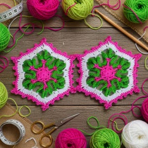 Gehaakt patroon met zeshoekig motief: boho-tafeldecor (pdf-download, Amerikaanse voorwaarden)