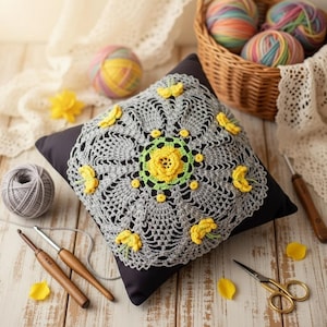 Crochet Pineapple Cushion Pattern: Round Doily Mandala (Digital Download)