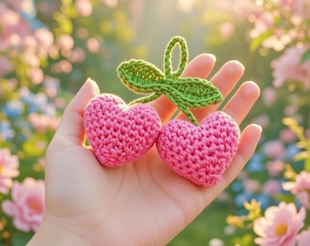 Crochet Two Hearts Keychain PDF + Video Tutorial | Heart Bag Charm Pattern