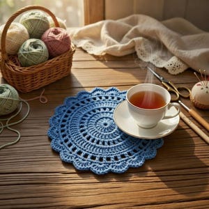 Häkeluntersetzer-Muster, Häkelrunduntersetzer, Tassenuntersetzer-Muster, Häkelmotivmuster, Rundes Motivmuster, Häkelkaffeuntersetzer-Pdf.