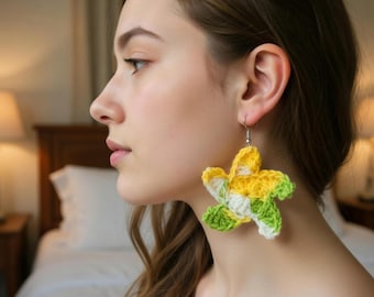 Crochet Flower Earrings Pattern PDF + Video Tutorial, Crochet Hoop Earrings Pattern, Flower Jewelry Crochet Pattern, Easy Crochet Earrings