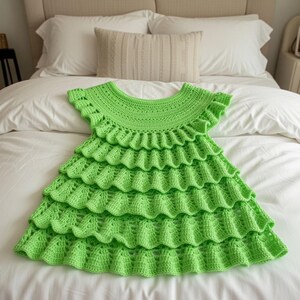 Crochet baby dress pattern PDF with photo tutorial, preemie to toddler sizes