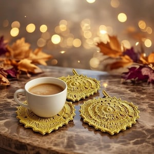 Crochet Leaf Coaster Pattern | Boho Crochet Table Decor DIY | PDF Pattern + Video Tutorial for Handmade Coasters & Easy Home Accessories