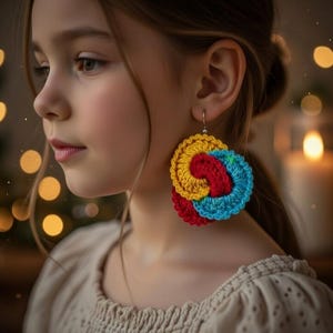 Crochet Circle Earrings Pattern + Video Tutorial: Jewelry Making PDF, Crochet Earrings Pattern Digital Download with Photos