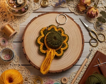 Crochet Hat Keychain Pattern: Mini Flower Keyring PDF + Video Tutorial, Cute DIY Bag Charm, Handmade Gift, Easy Beginner Project