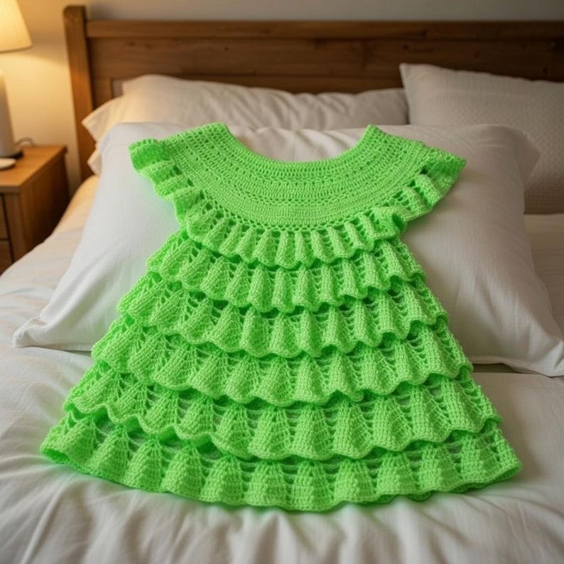 Crochet Baby Dress Pattern: Lacy Infant Outfit PDF + Video Tutorial, Handmade Baby Clothes Preemie, Christening & Gift Idea image 10