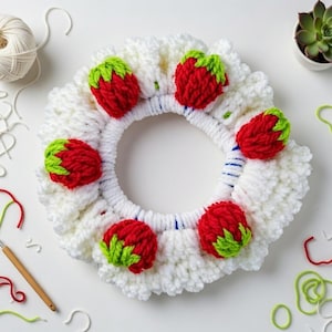 Crochet Strawberry Hair Scrunchie Pattern (PDF) image 12