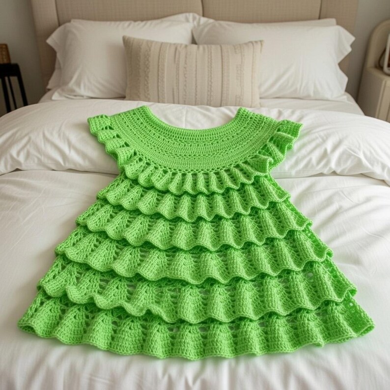 Crochet Baby Dress Pattern: Lacy Infant Outfit PDF + Video Tutorial, Handmade Baby Clothes Preemie, Christening & Gift Idea image 11