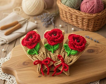 Modèle de bouquet de fleurs au crochet – PDF + tutoriel vidéo | Crochet facile de fleurs, bouquet de mariage, décoration d'intérieur, idée cadeau