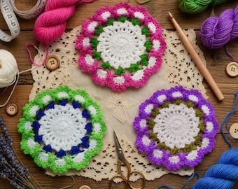 Crochet Round Coaster Pattern PDF + Video Tutorial | Easy Crochet Coaster Pattern for Beginners | Handmade Home Decor Crochet PDF