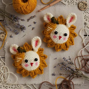 Crochet Sunflower Bunny Keychain Pattern: Amigurumi Tutorial (PDF)