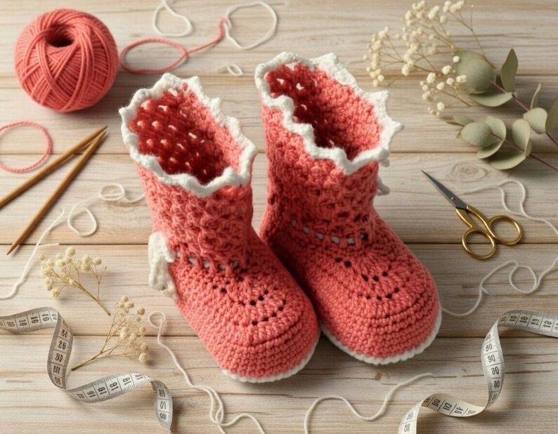 Crochet Baby Boot Pattern PDF, Baby Slipper Crochet Pattern, Easy Crochet Booties, Baby Shoes Pattern, 9-12 Months image 8