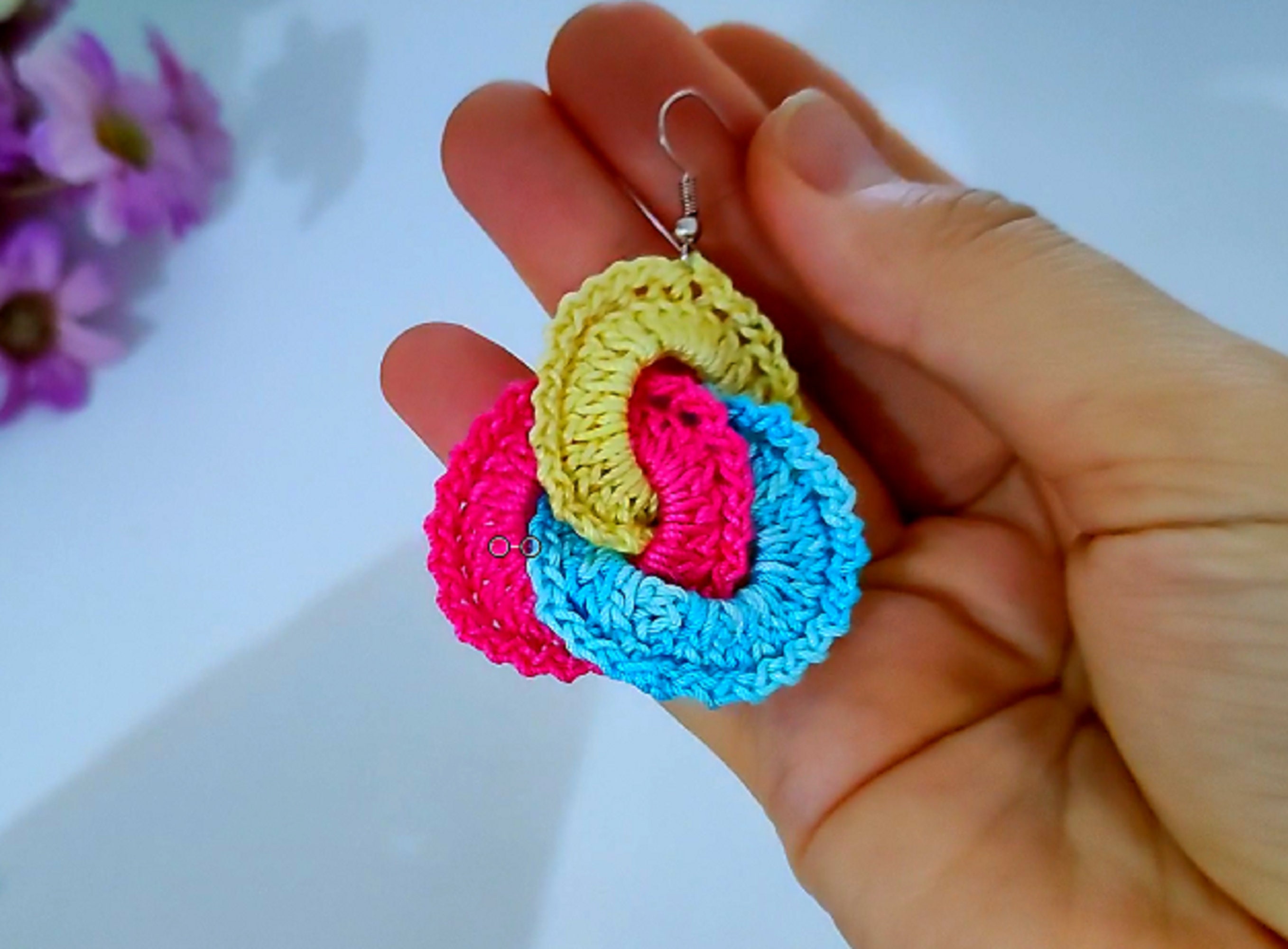Crochet Circle Earrings Pattern Photo Tutorial Pattern Etsy