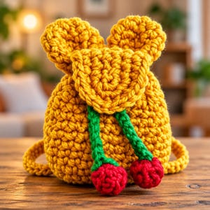Häkelanleitung für einen Mini-Rucksack-Schlüsselanhänger (PDF + Video-Tutorial) | Niedlicher Amigurumi-Taschenanhänger | Einfacher Häkel-Schlüsselanhänger (digitaler Download)