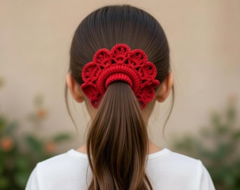 A Crochet Hair Scrunchie pattern, crochet hairband pattern, crochet pdf pattern, instant download pdf, crochet hair tie pattern, crochet pdf