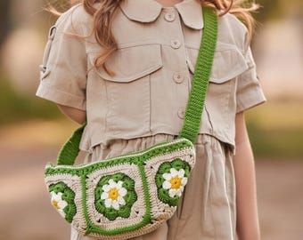 Adjustable Crochet Chest Bag Pattern, PDF + Video Tutorial, Belt Bag Pattern, Sling Bag, Granny Square Crossbody Bag
