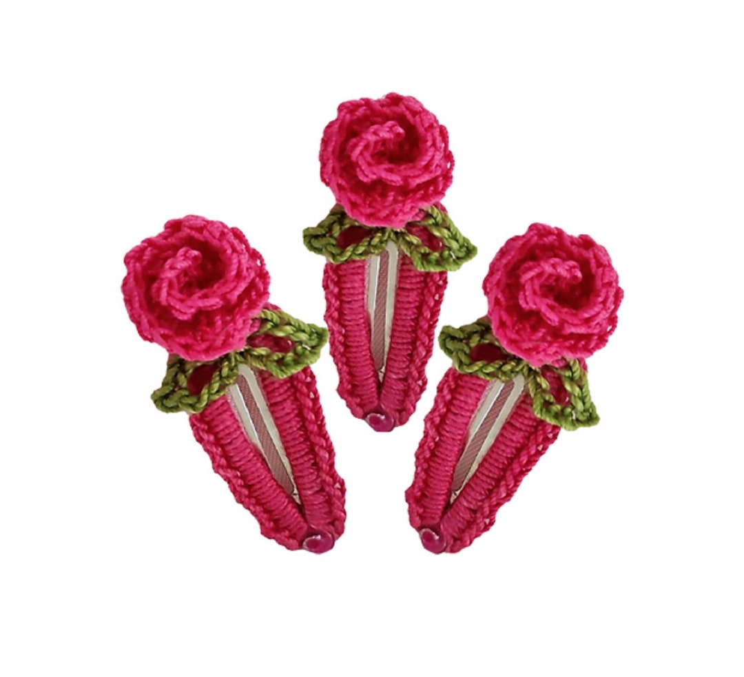 A Crochet Flower Hair Clip Pattern Crochet Hair Clip Pattern Etsy