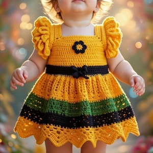 Patron de robe de bébé au crochet PDF + tutoriel vidéo | Robe bébé fille 1 an