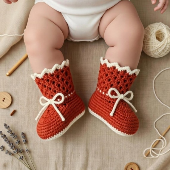 Crochet Baby Boot Pattern PDF, Baby Slipper Crochet Pattern, Easy Crochet Booties, Baby Shoes Pattern, 9-12 Months