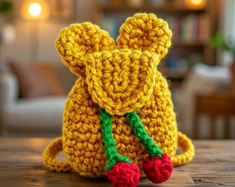 Crochet Mini Backpack Keychain Pattern | DIY Bag Charm PDF + Video Tutorial | Cute Amigurumi Backpack Keyring, Easy Crochet Pattern