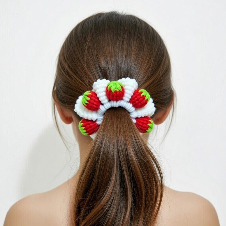 Crochet Strawberry Hair Scrunchie Pattern (PDF) image 13