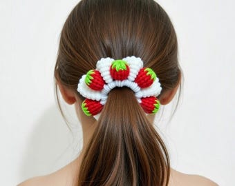 Crochet Strawberry Hair Scrunchie Pattern (PDF)