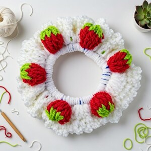 Crochet Strawberry Hair Scrunchie Pattern (PDF) image 10