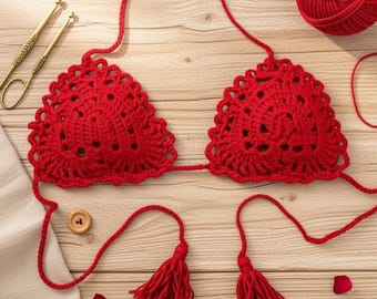 Crochet Bra Pattern, Bikini Bralette, Crop Top, Pineapple Beachwear, PDF + Video Tutorial, Women's Summer Bikini