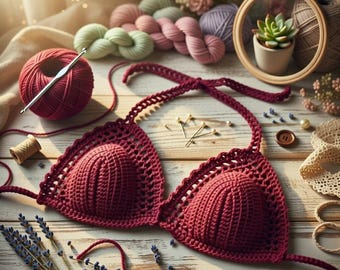 Patrón de top de bikini de ganchillo en PDF, bralette de ganchillo para mujer, patrón de top corto para festivales