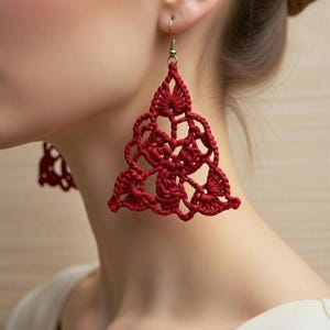Crochet Triangle Earrings Pattern: PDF + Video Tutorial, DIY Boho Jewelry, Handmade Accessory, Easy Crochet for Beginners & Gift Idea