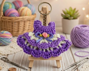 Crochet Mini Dress Keychain Pattern: Cute Bag Charm PDF + Video Tutorial, DIY Amigurumi Accessory, Handmade Gift Idea (Instant Download)