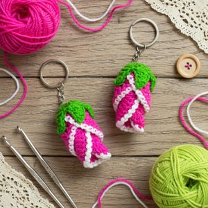 Crochet Tulip Keychain: Handmade Amigurumi Flower Charm (PDF Pattern)