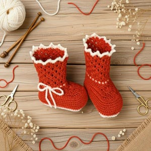 Detailed crochet baby shoe pattern example showing the toe and stitch construction.